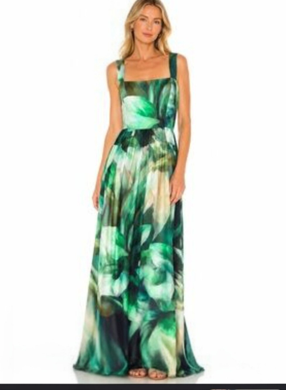 Amanda Uprichard Green Leaf Floral Maxi Dress